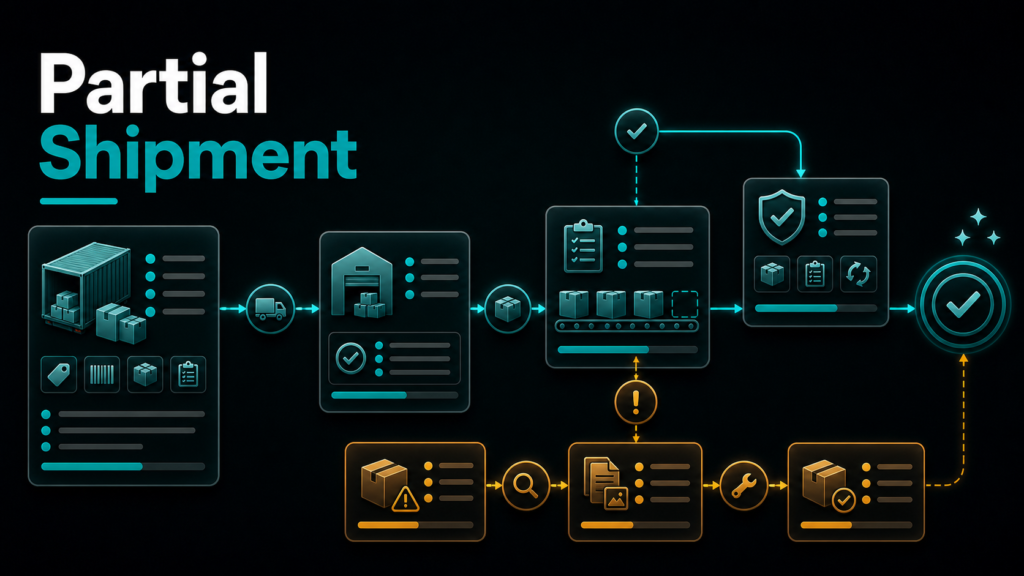 Qubeq branded diagnostic featured image for Amazon FBA Partial Shipment Received: A Complete and In-Depth Guide for Sellers.