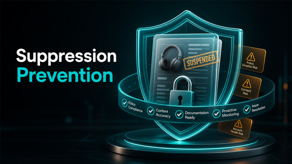 Qubeq branded diagnostic featured image for Amazon Listing Suppression Prevention Checklist.