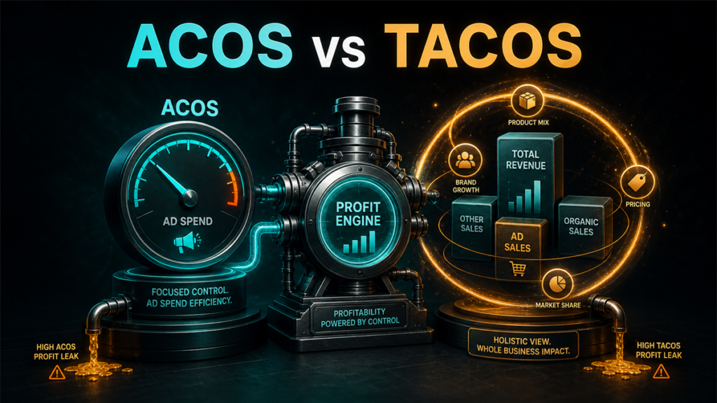 Qubeq branded diagnostic featured image for Amazon PPC ACOS vs TACOS: A Seller's Profit Guide.