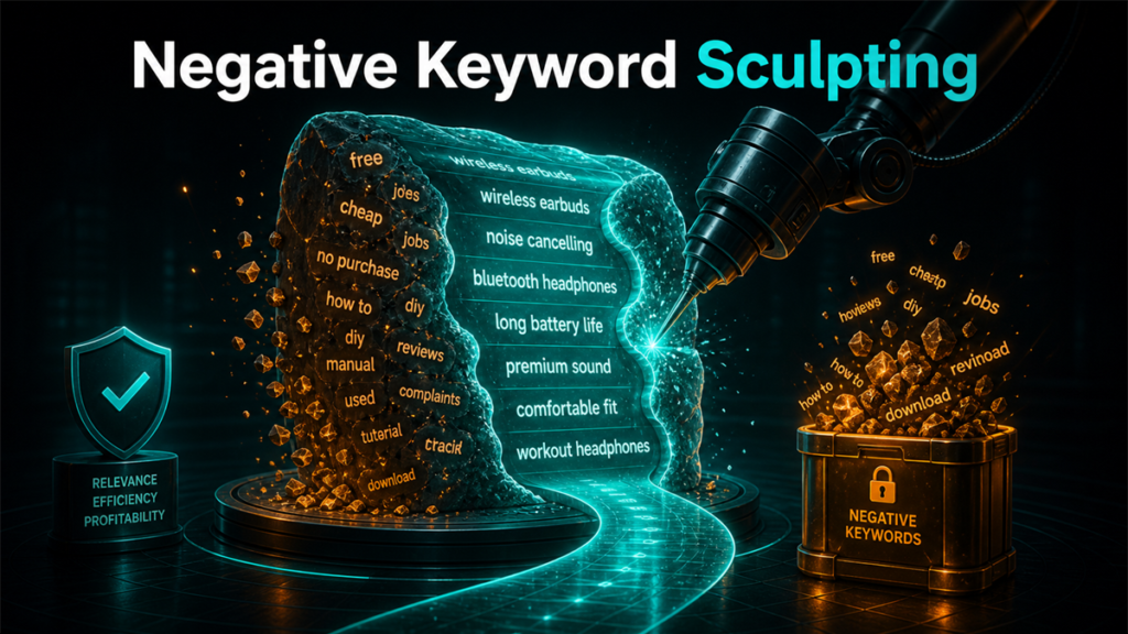 Qubeq branded diagnostic featured image for Amazon PPC Negative Keyword Sculpting Explained.