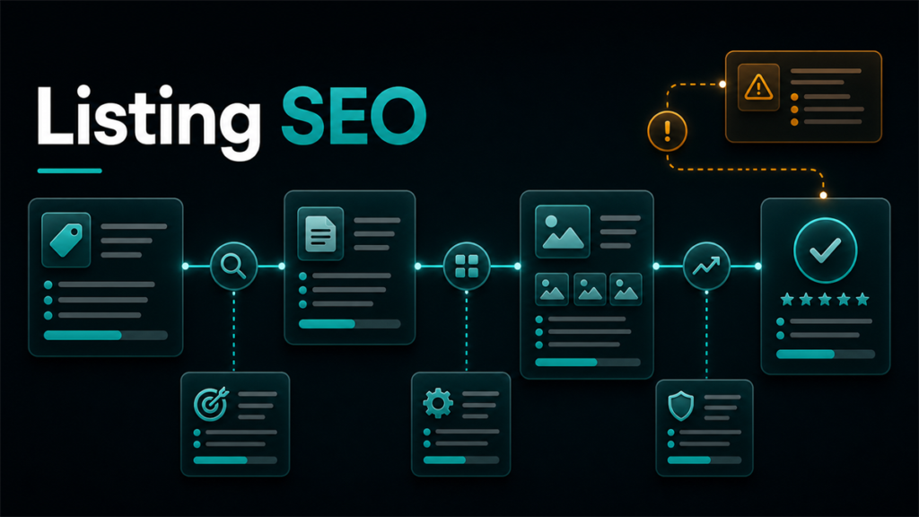 Etsy seller optimizing titles, tags, attributes, and photos for search visibility