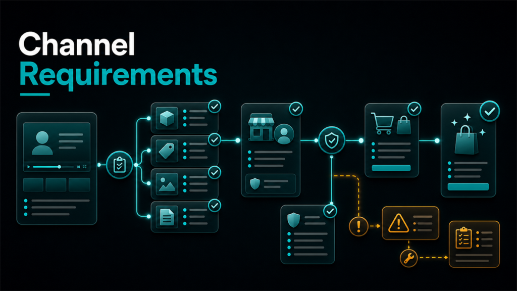 Merchant reviewing Shopify, Merchant Center, and product data requirements for Google and YouTube