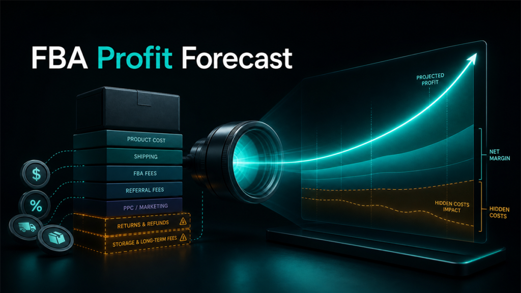 Qubeq branded diagnostic featured image for How to Forecast Amazon FBA Profit Accurately.