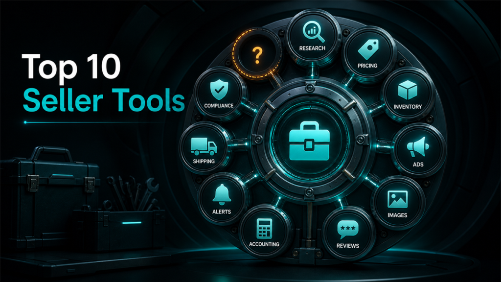 Qubeq branded diagnostic featured image for Top 10 Tools Every Amazon Seller Needs in 2026.