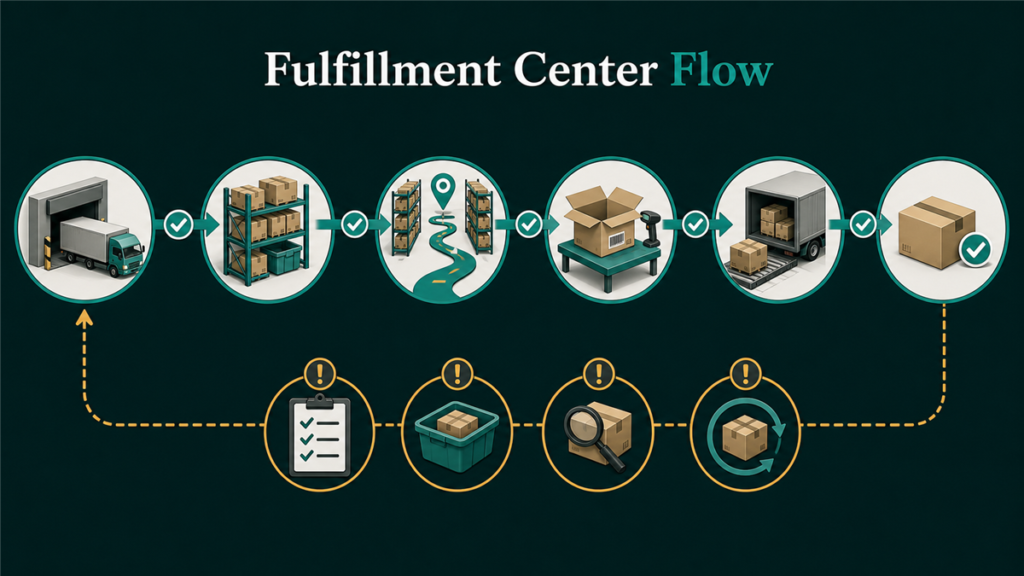 Featured image for Qubeq article: What Is an Amazon Fulfillment Center & How Does It Work? (2025 Guide for FBA Sellers)